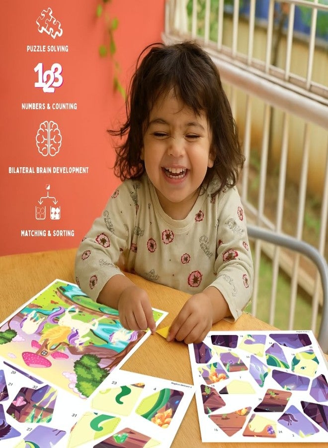 PepPlay Unicorn Mosaic Sticker Kit | DIY Craft Activity for Girls Ages 3-7 | 175+ Reusable Stickers | Learn Numbers & Logic | Mess-Free Travel Toy | Birthday Return Gift for Kids - Image 3